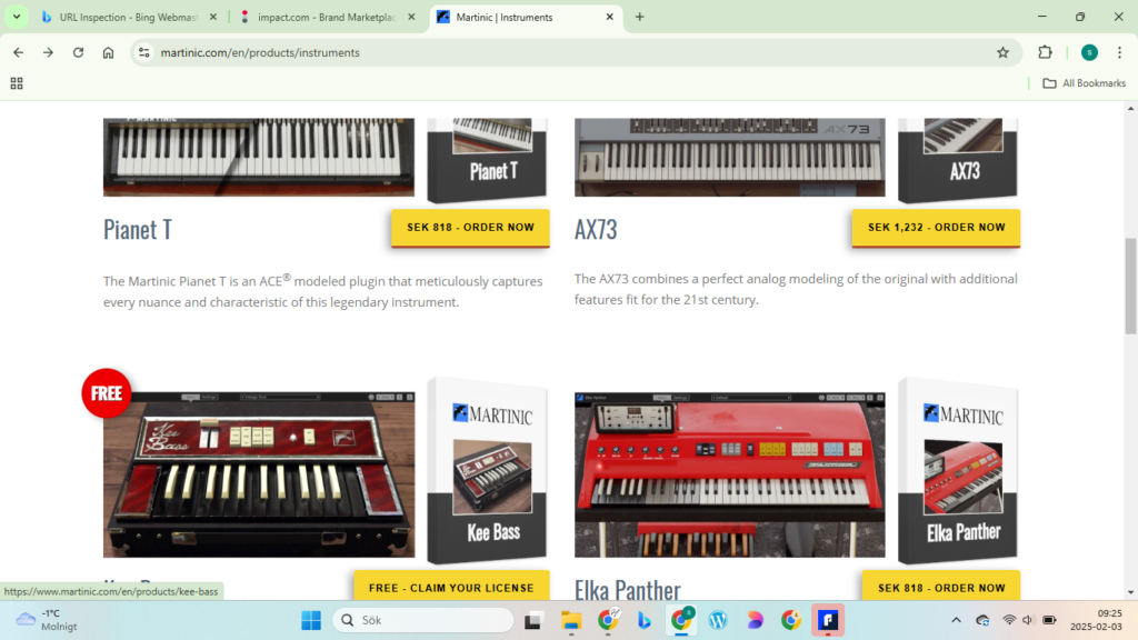  Pricing Structure of Martinic Audio Products