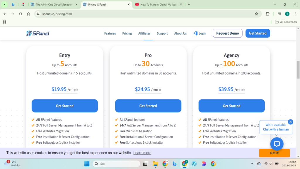 Pricing and Plans of SPanel