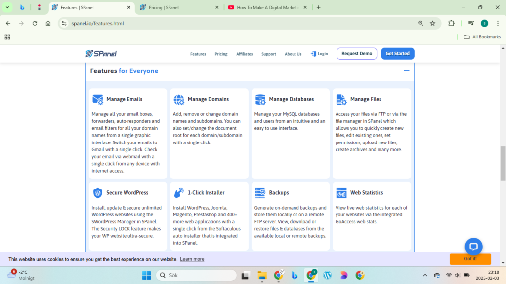 Email Management Features in SPanel