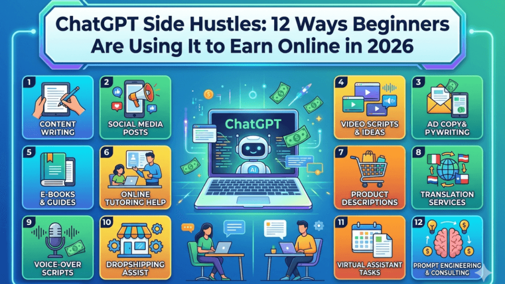Unlocking Online Income: Top ChatGPT Side Hustles for Beginners 2026 3 ChatGPT Side Hustles: 12 Ways Beginners Are Using It to Earn Online in 2026